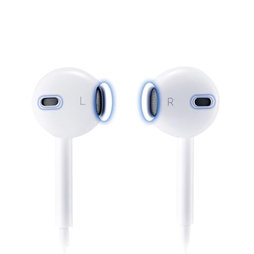 Lightning Connector Earphones with Volume Control, White Wired Earphones with Powerful HD Mic for Clear Sound, in-Line Volume Controller & Noise Cancellation All iPhone - All iOS