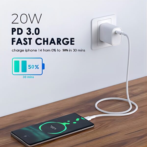 iPhone Adapter 20W Original (Mfi-Certified) Charger&Cable Compatible with iPhone 14/14Plus/14Pro/14Promax 13/13Pro/13Promax 12/12Pro/12/11/X/Xr Series (White)
